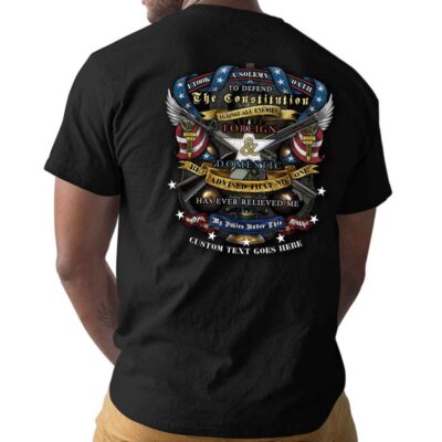 Oath to Constitution USA Red White an Blue Veteran Police Custom Men's Shirt