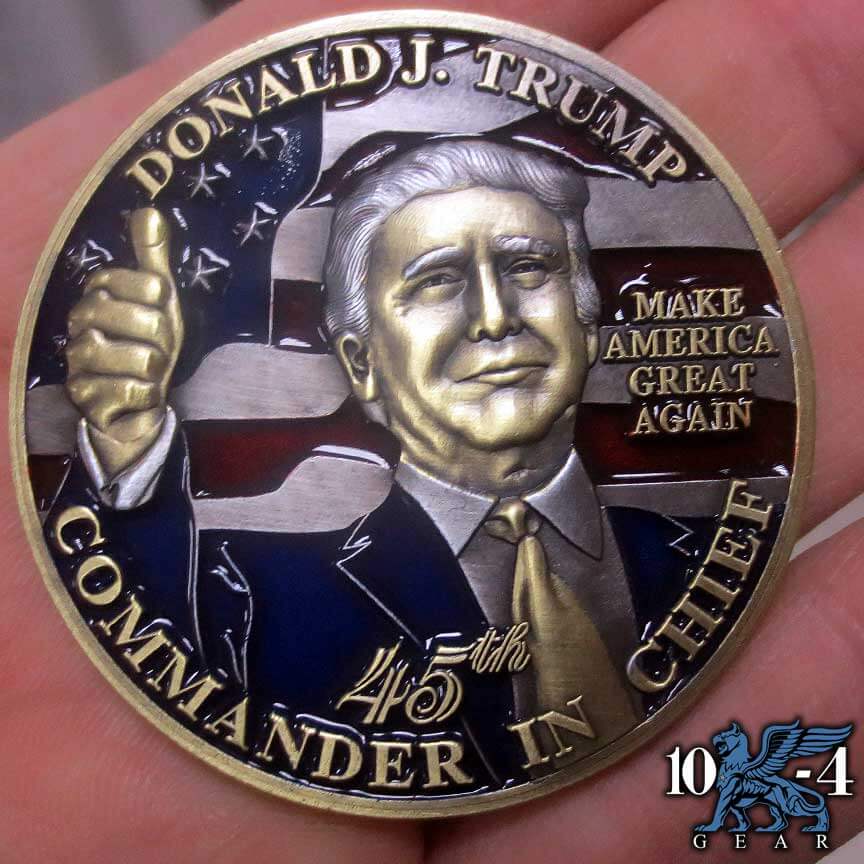 45th President Donald TrumpWhite HouseGold Plated Challenge Coin Details about   U.S 