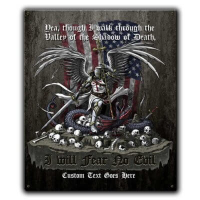 I Will Fear No Evil Psalm 23 Prayer Patriotic Police Custom 12 x 15 Vintage Sign