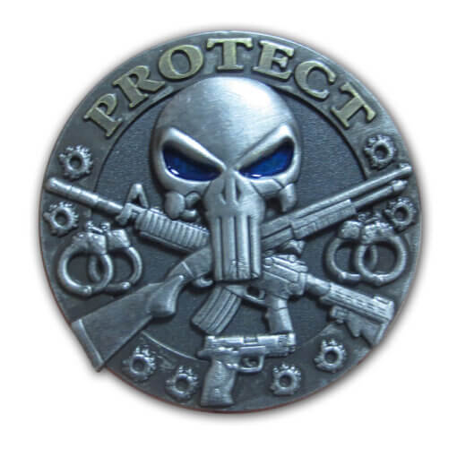 Protect Punisher Police Lapel Pin front