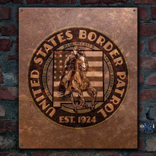 US Border Patrol New Mexico Police Sign in Vintage