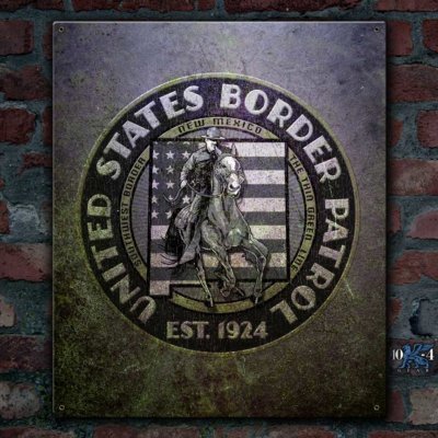 US Border Patrol New Mexico Police Sign in Vintage