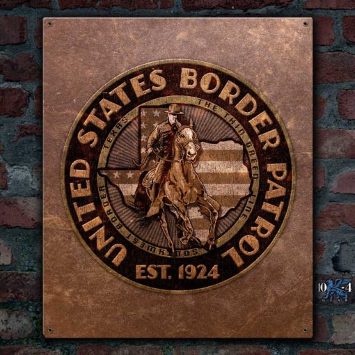 US Border Patrol Texas Police Sign in Vintage