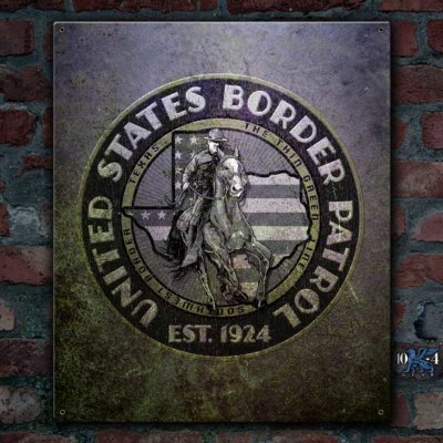 US Border Patrol Texas Police Sign in Vintage