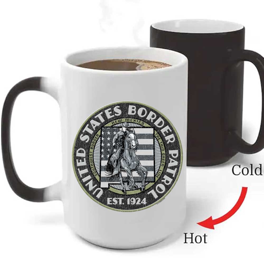 US Border Patrol El Paso Sector New Mexico Heat Activated 15 oz Ceramic Custom Coffee Mug - Image 3
