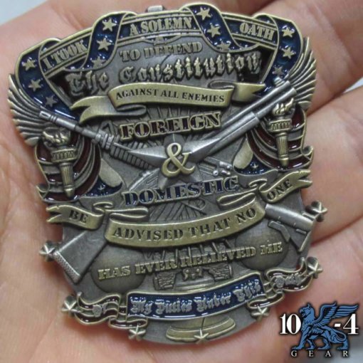 US Constitution Oath Police Custom Engraved Challenge Coin