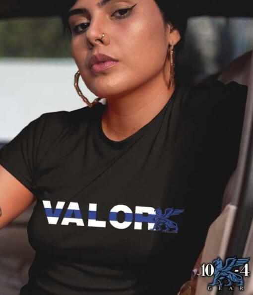Valor Thin Blue Line Police Shirt For Women