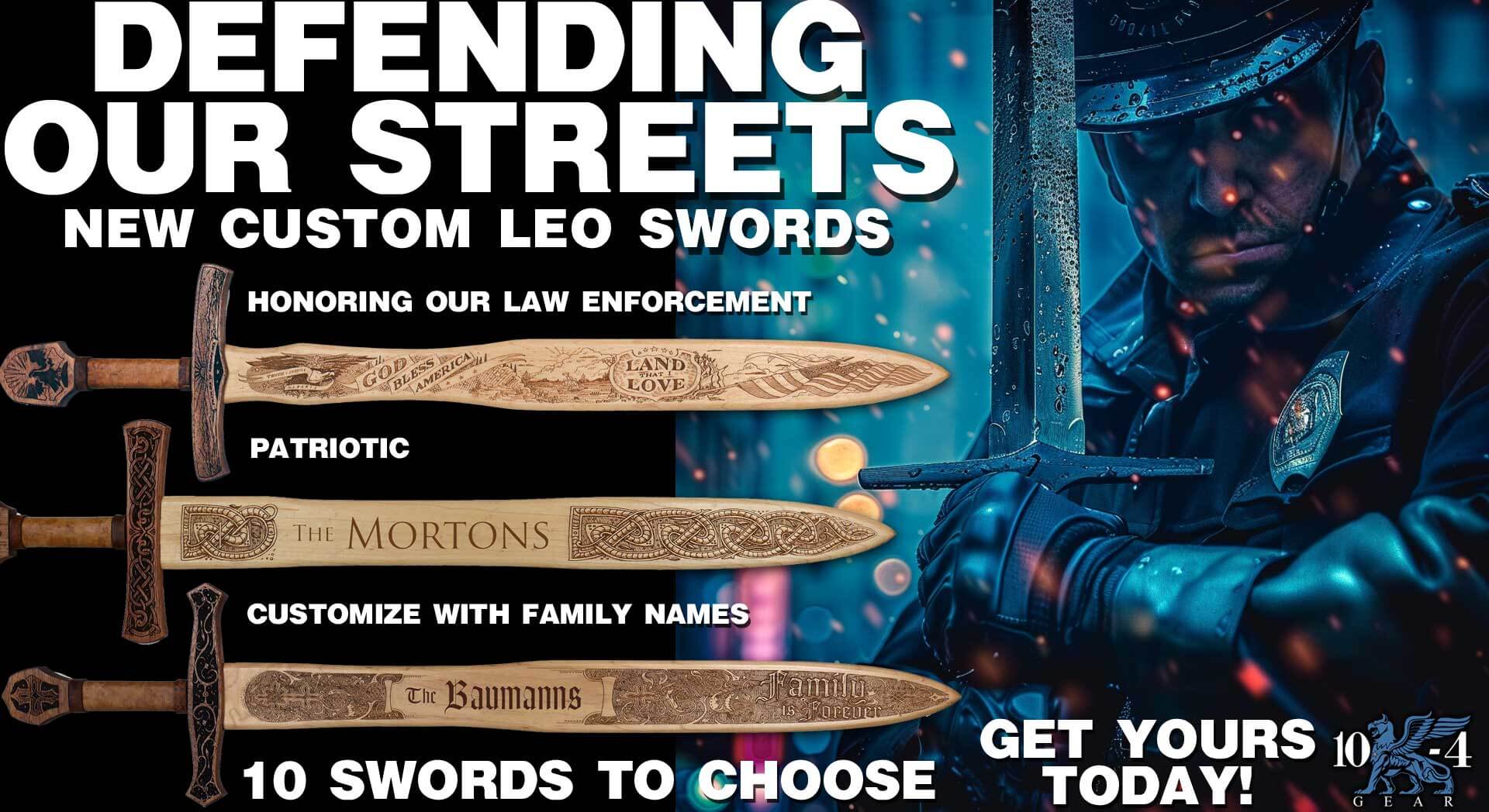 Custom Wooden Ceremonial Swords for Law Enforcement
