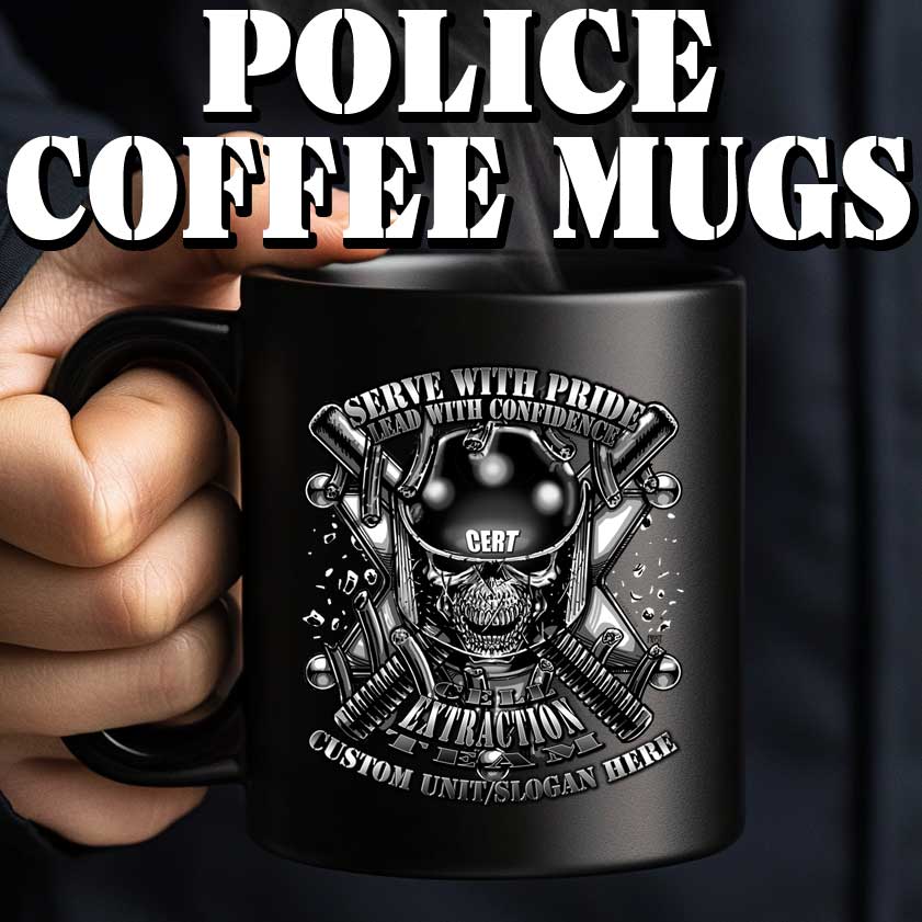 Police Coffee Mugs in Black or White