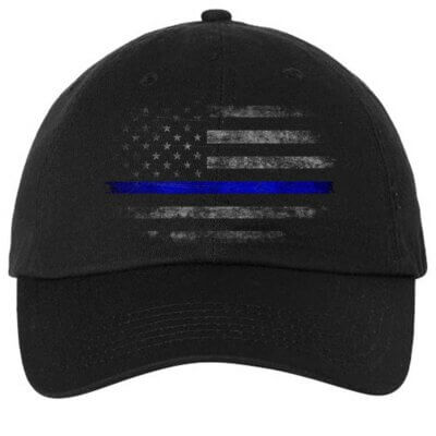 Thin-Blue-Line-Flag-Distressed-Cap
