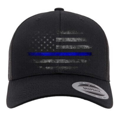 Thin-Blue-Line-Flag-Distressed-Trucker-Cap