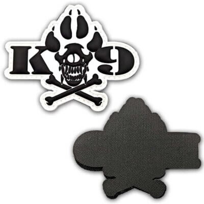K9 Veteran Dog Skull and Crossed Bones Glow in The Dark Morale 3.5" PVC Patch