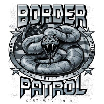 Border Patrol Don't Tread on Me Southwest Border Silver 3-18 Inch Custom Police Decal Sticker