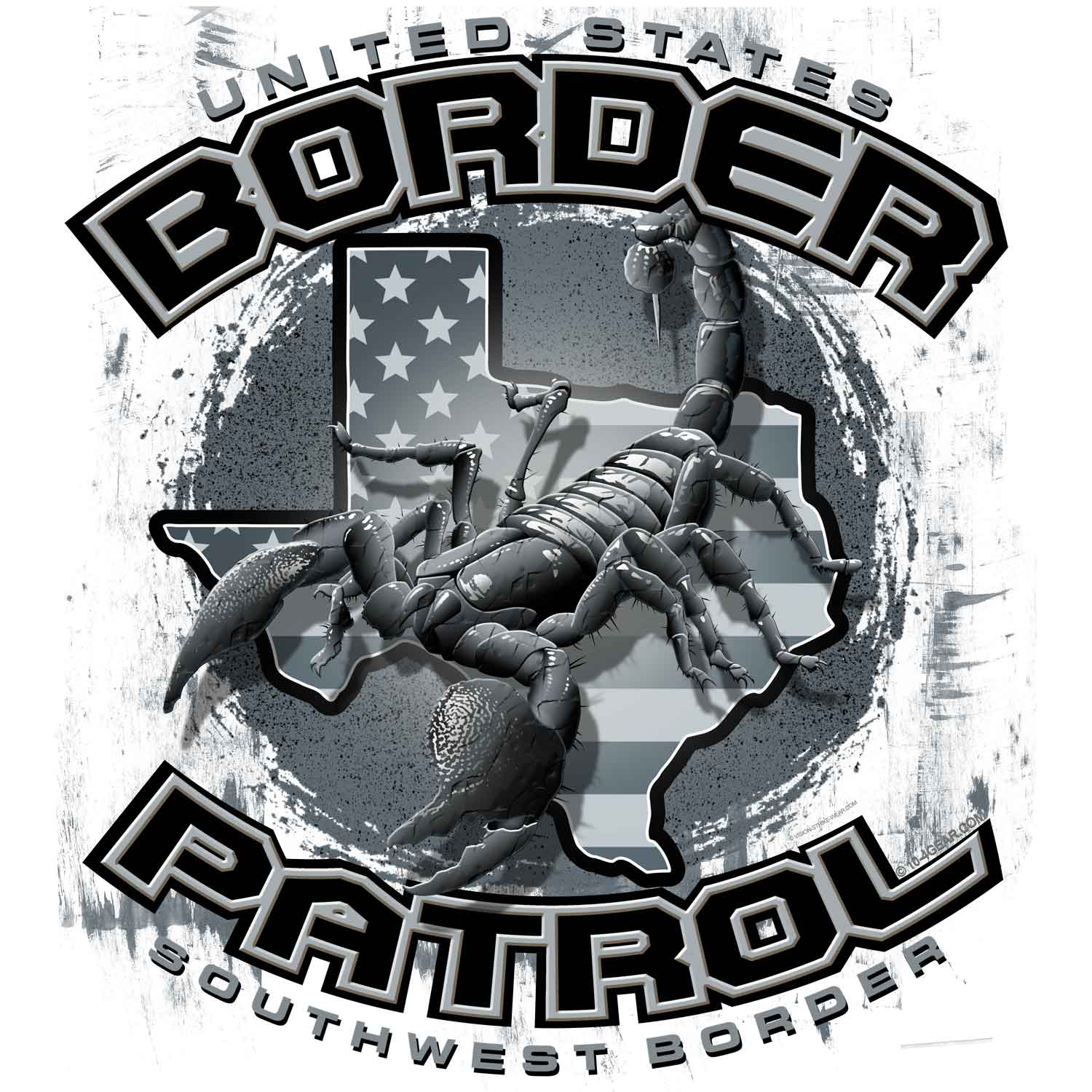 Border Patrol Southwest Border Texas Scorpion Silver Police 3-18 Inch Custom Decal Sticker