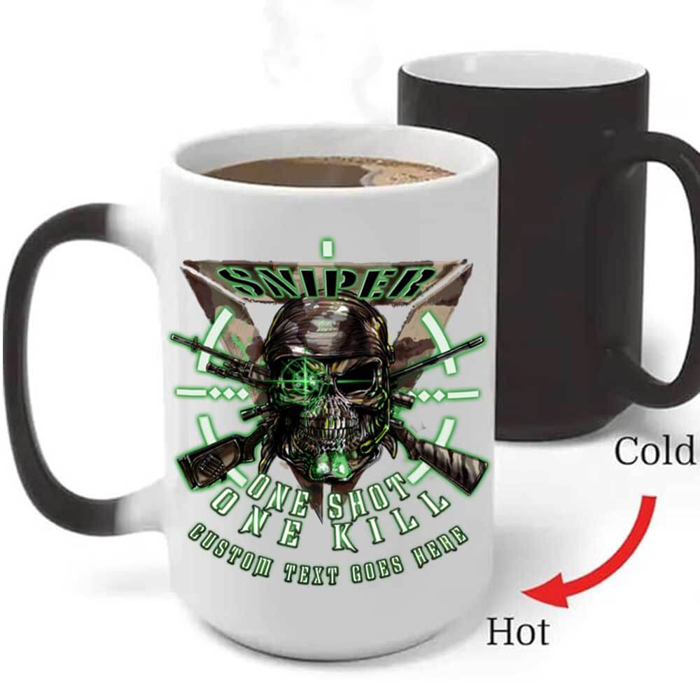 Sniper One Shot One Kill Night Vision Veteran Heat-Activated 15 oz Ceramic Custom Coffee Mug