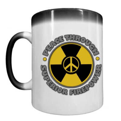 Peace Through Superior Firepower Veteran Heat-Activated 15 oz Ceramic Custom Coffee Mug