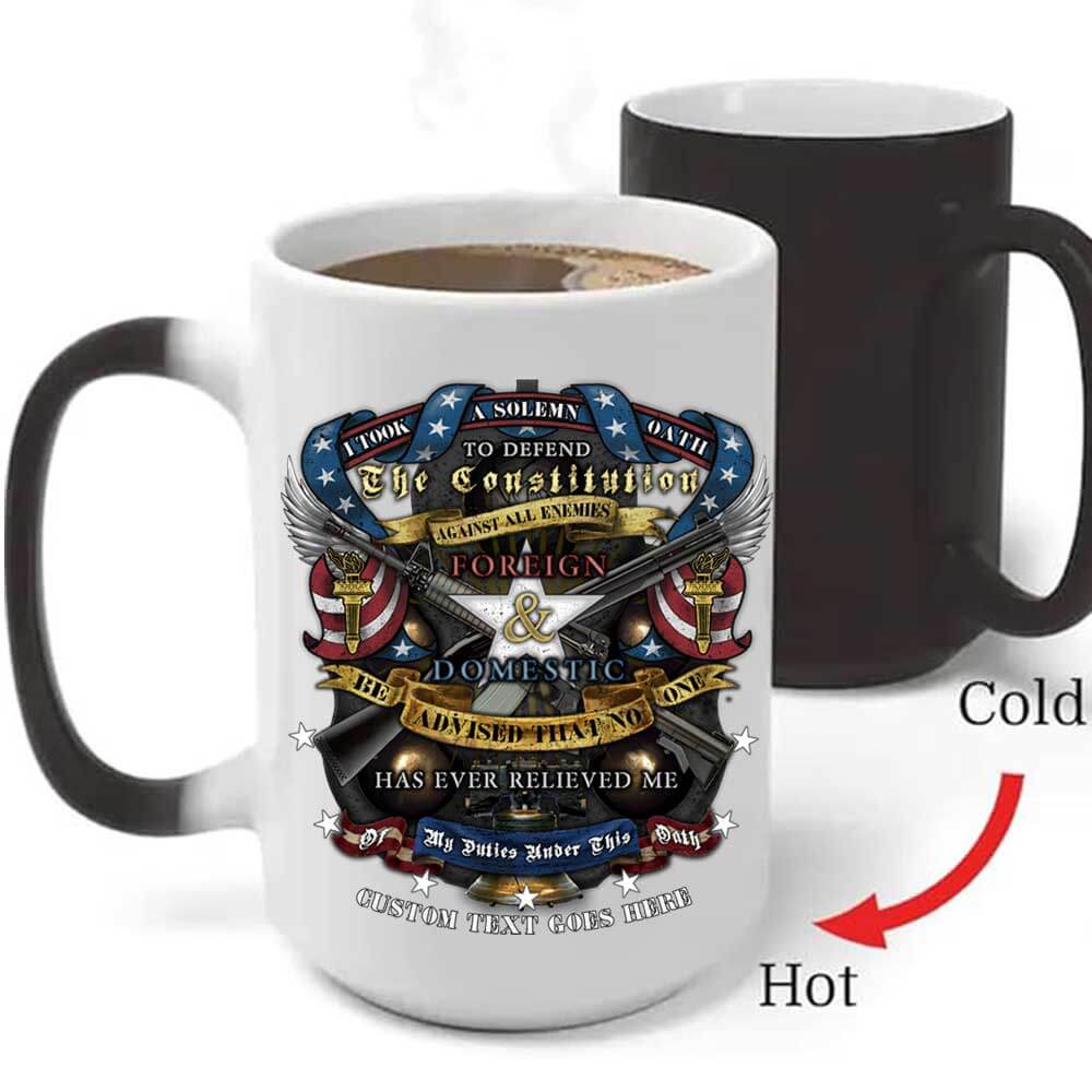 Oath to the US Constitution Veteran Heat-Activated 15 oz Ceramic Custom Coffee Mug