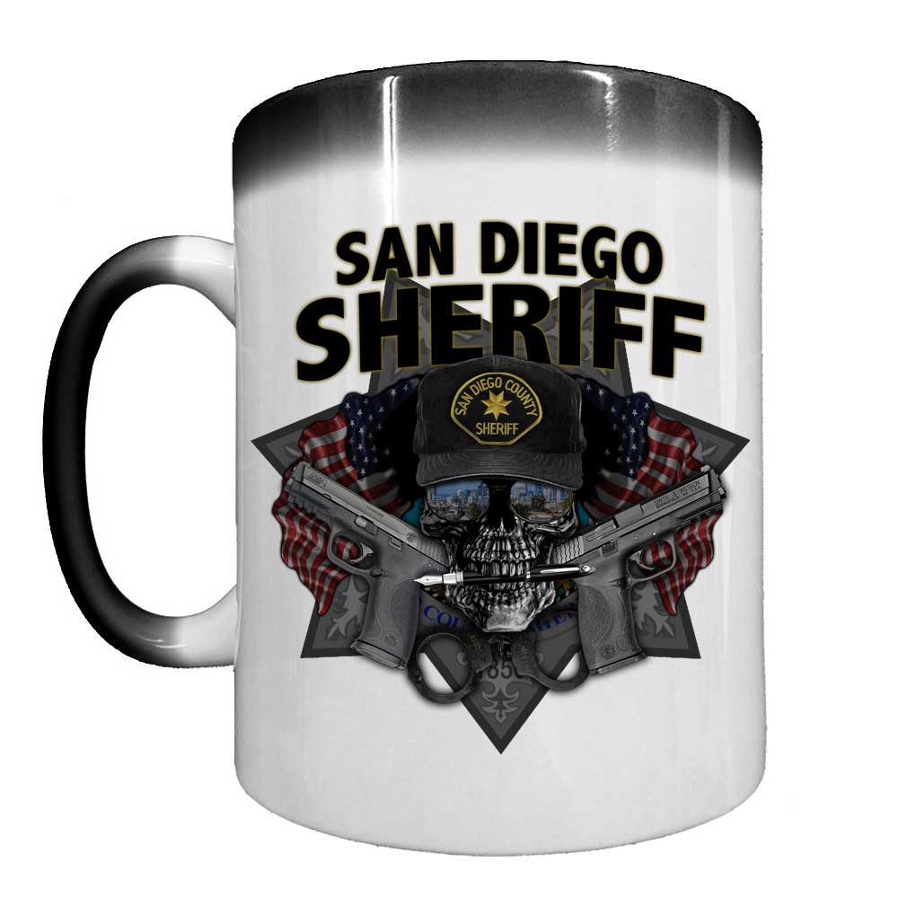 San Diego Sheriff Law Enforcement Heat Activated 15 oz Ceramic Custom Coffee Mug