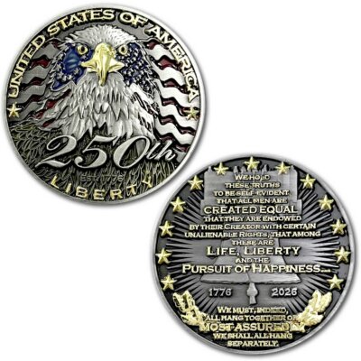 USA 250th Anniversary Birthday Spirit of 76 Patriotic Navy Veteran Collectible Challenge Coin