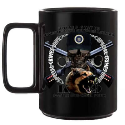 US Investigative Services Bureau K9 Law Enforcement Black or White 15 oz Custom Coffee Mug
