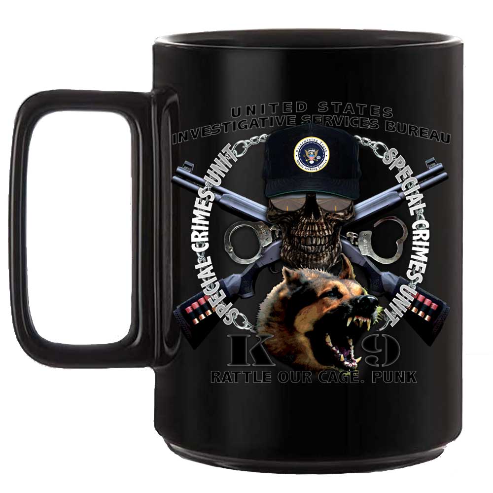 US Investigative Services Bureau K9 Law Enforcement Black or White 15 oz Custom Coffee Mug