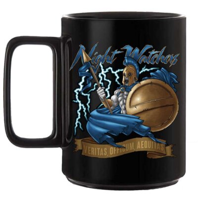 Night Watchers Spartan Warrior Thin Blue Line Police Law Enforcement Black or White 15 oz Custom Coffee Mug