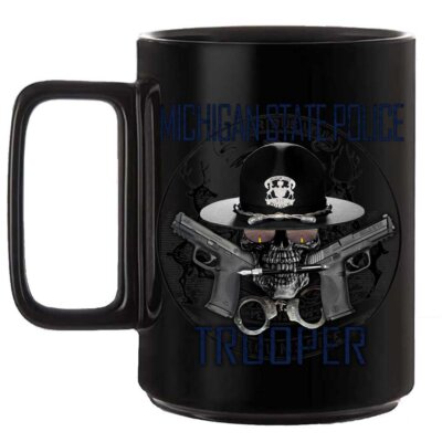 Michigan State Police Trooper Law Enforcement Black or White 15 oz Custom Coffee Mug