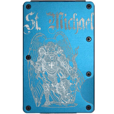 St Michael Laser Engraved Metal-Plate Cardholder Police Men’s Wallet