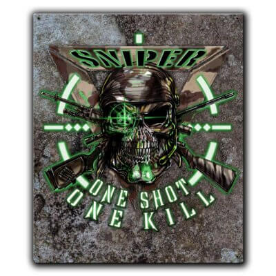 Sniper One Shot One Kill Night Vision Police Custom 12 x 15 Inch Vintage Sign