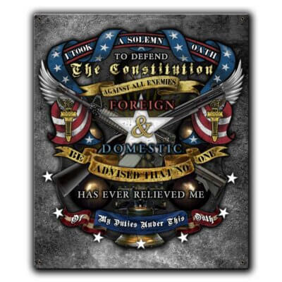 USA Oath To The American Constitution Police Custom 12 x 15 Vintage Sign